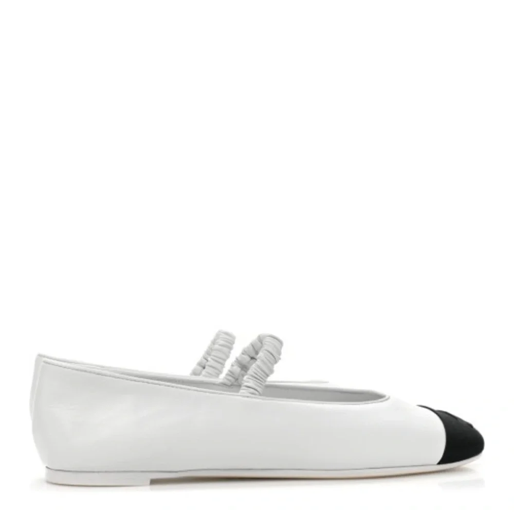 Chanel Cruise 2024 Lambskin Grosgrain Cap Toe Ballerina Flats w/ Leg Warmers 39 - Picture 10 of 15